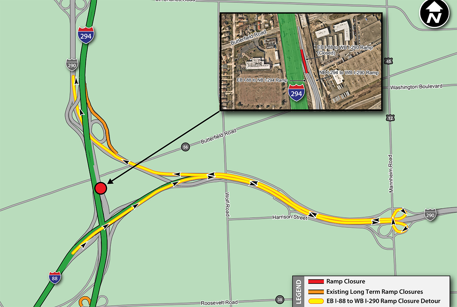 EB I-88 to WB I-290 Detour