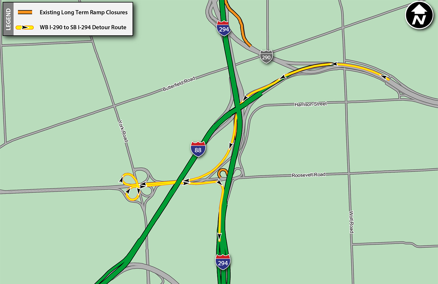 WB I-290 to SB I-294 Detour