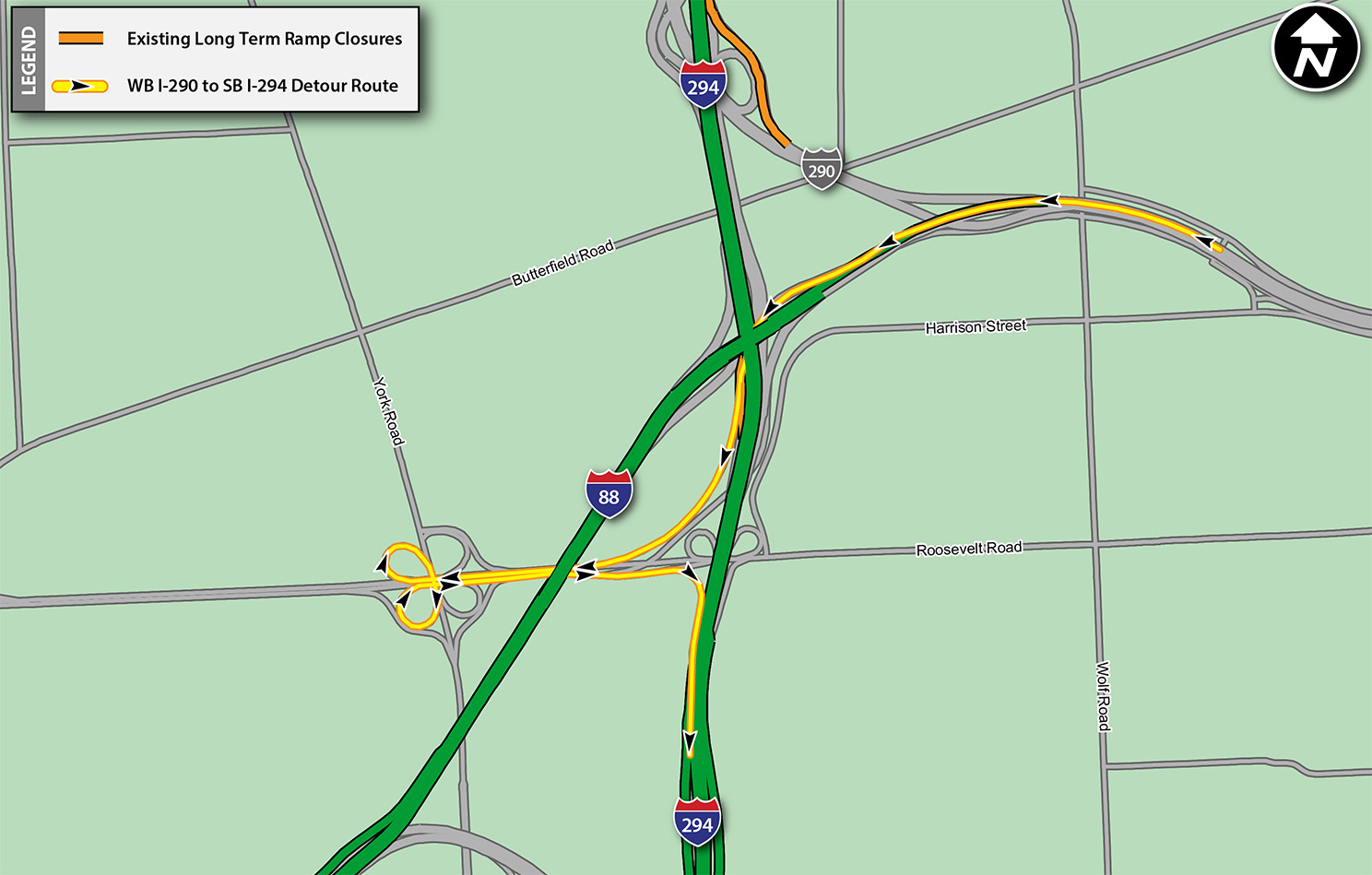 WB I-290 to SB I-294 Detour