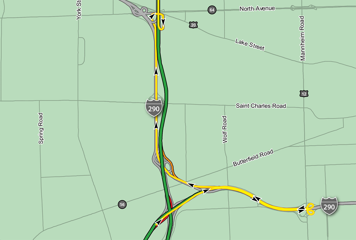 EB I-88 to NB I-294 and WB I-290 Detour