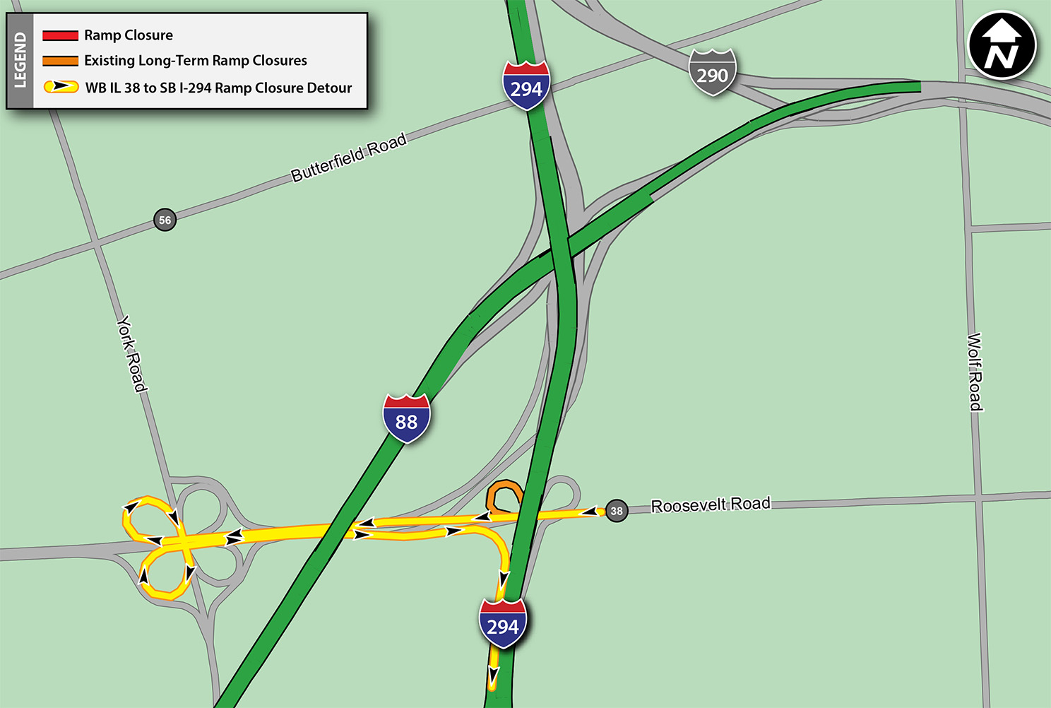 WB IL 38 to SB I-294 Detour
