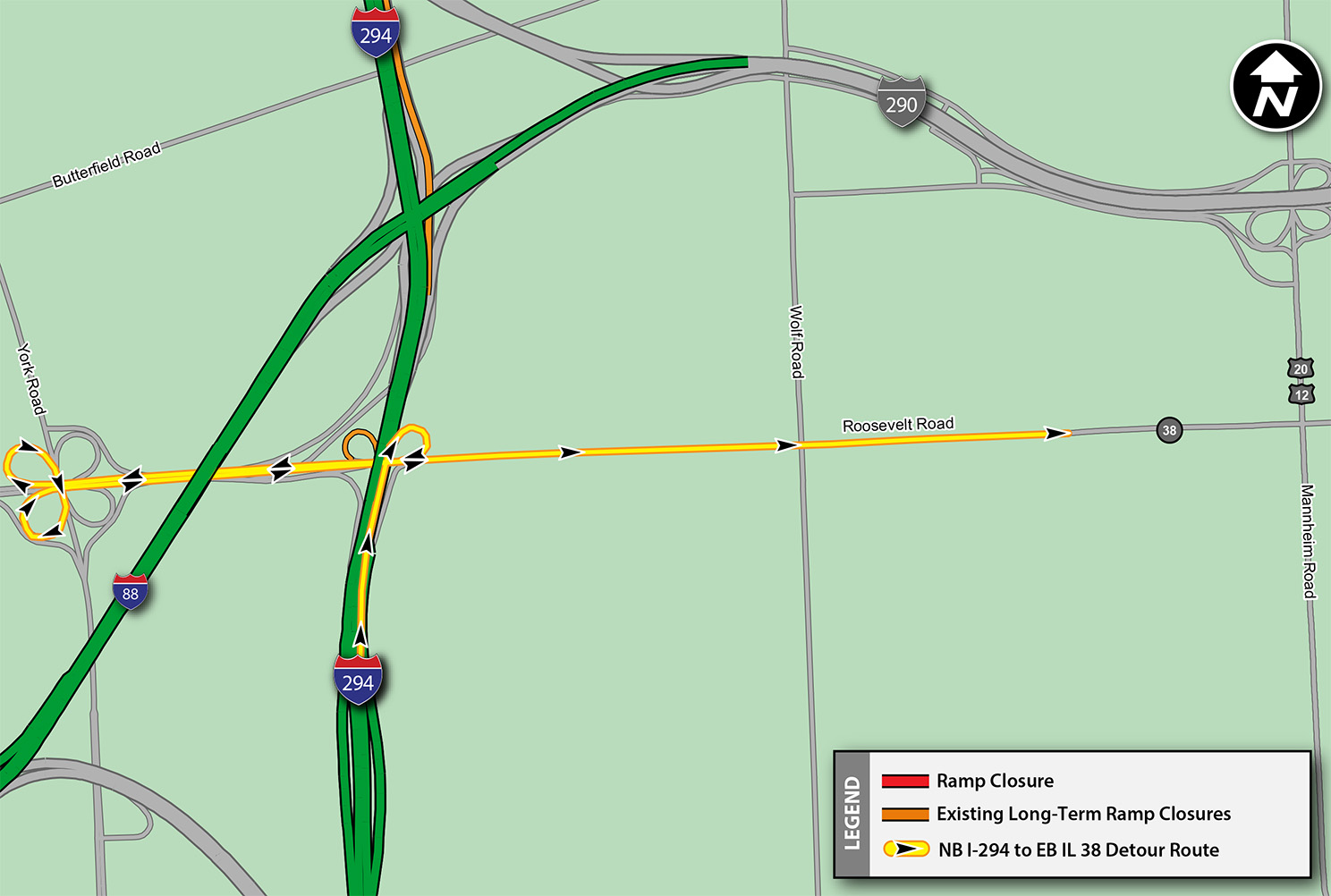 NB I-294 to EB IL 38 Detour