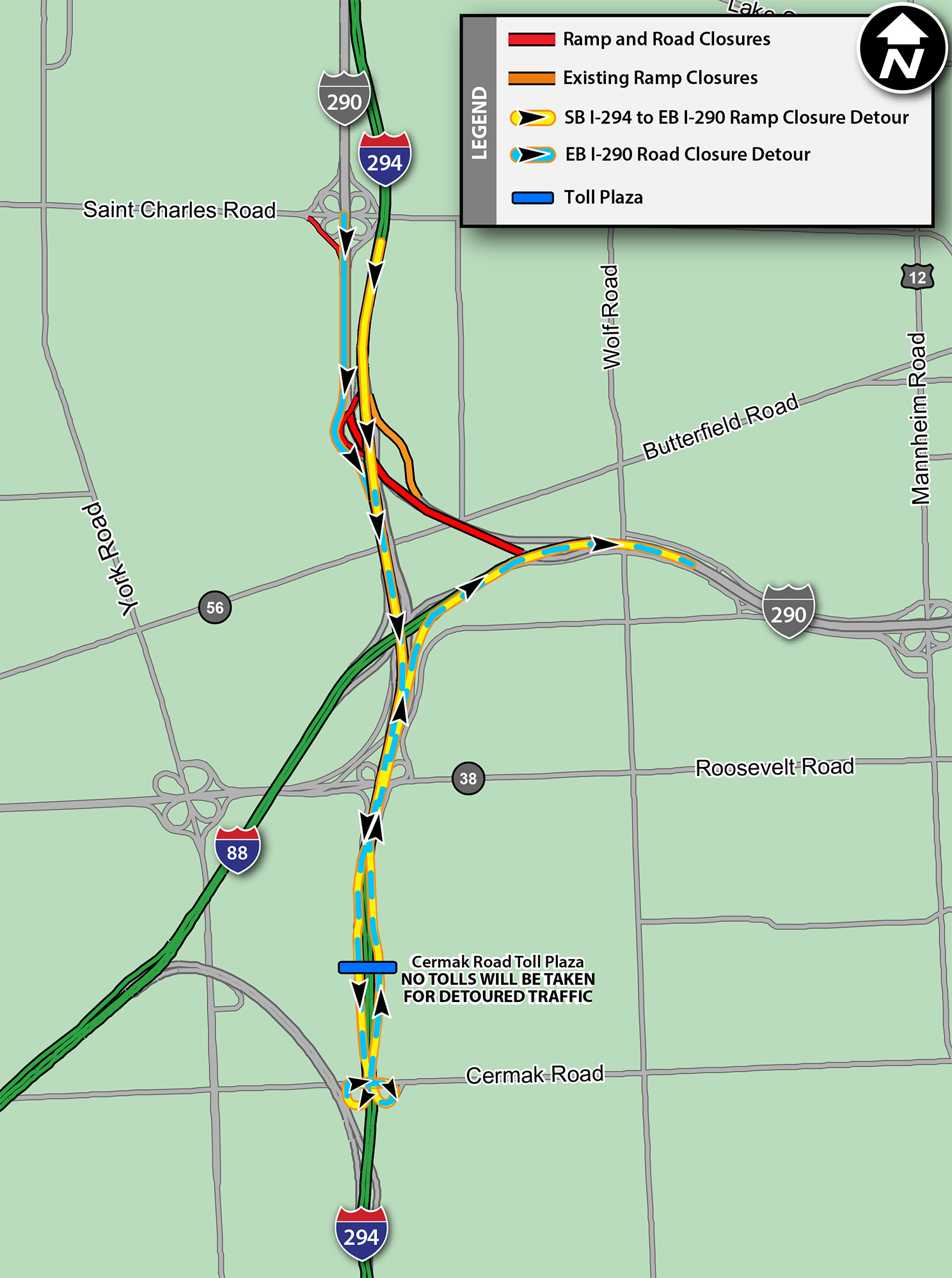 SB I-294 to EB I-290 Detour