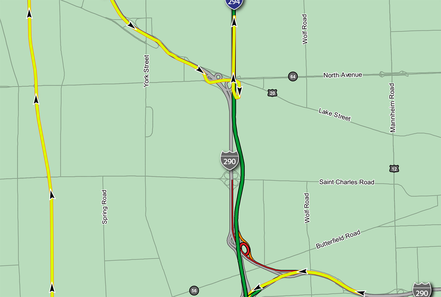 WB I-290 to NB I-294 Detour
