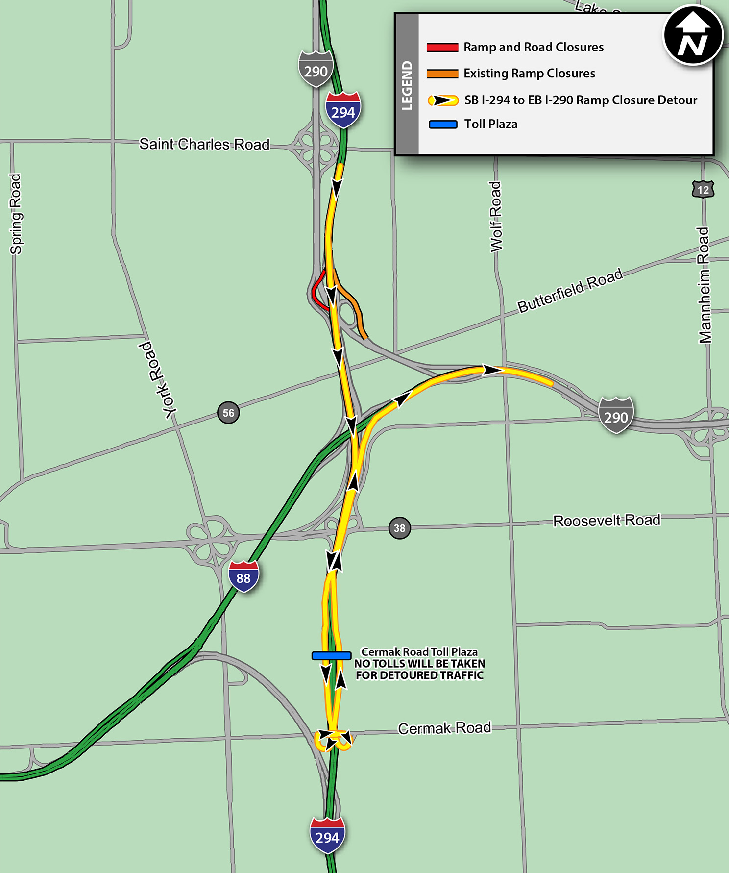 SB I-294 to EB I-290 Detour