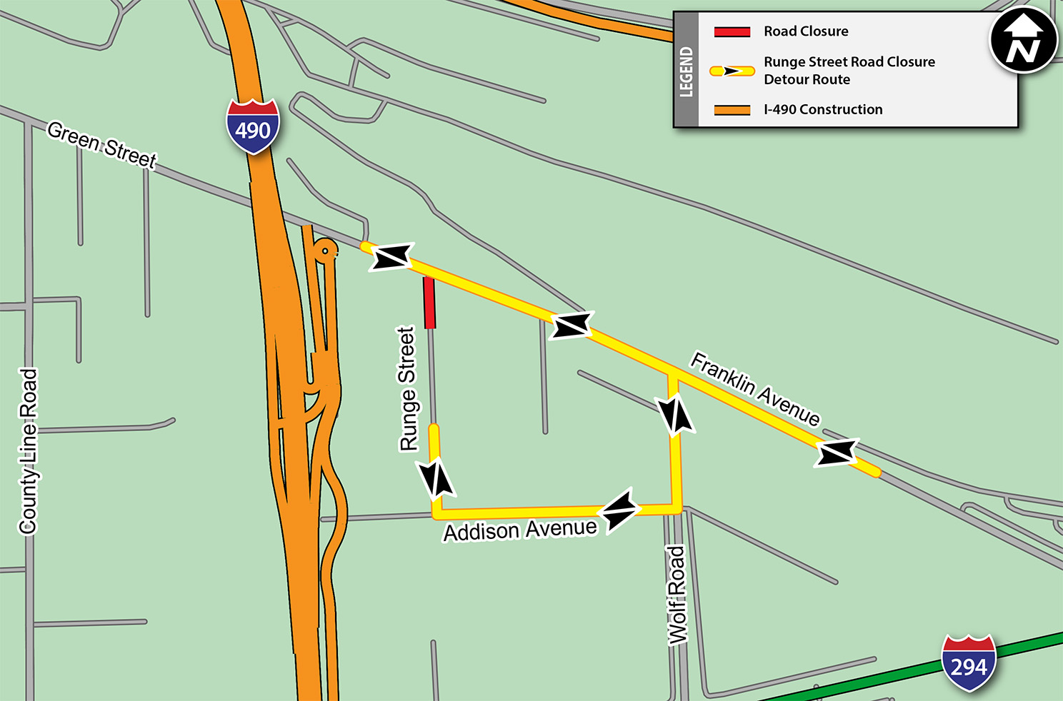 Runge Street Road Closure Detour Map